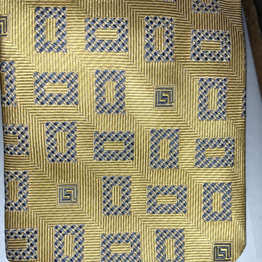 Versace Greek key logo yellow tie